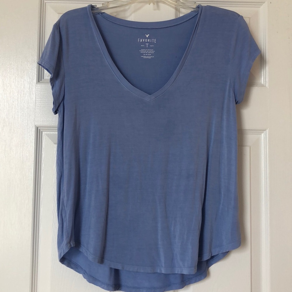 Light blue v-neck t-shirt